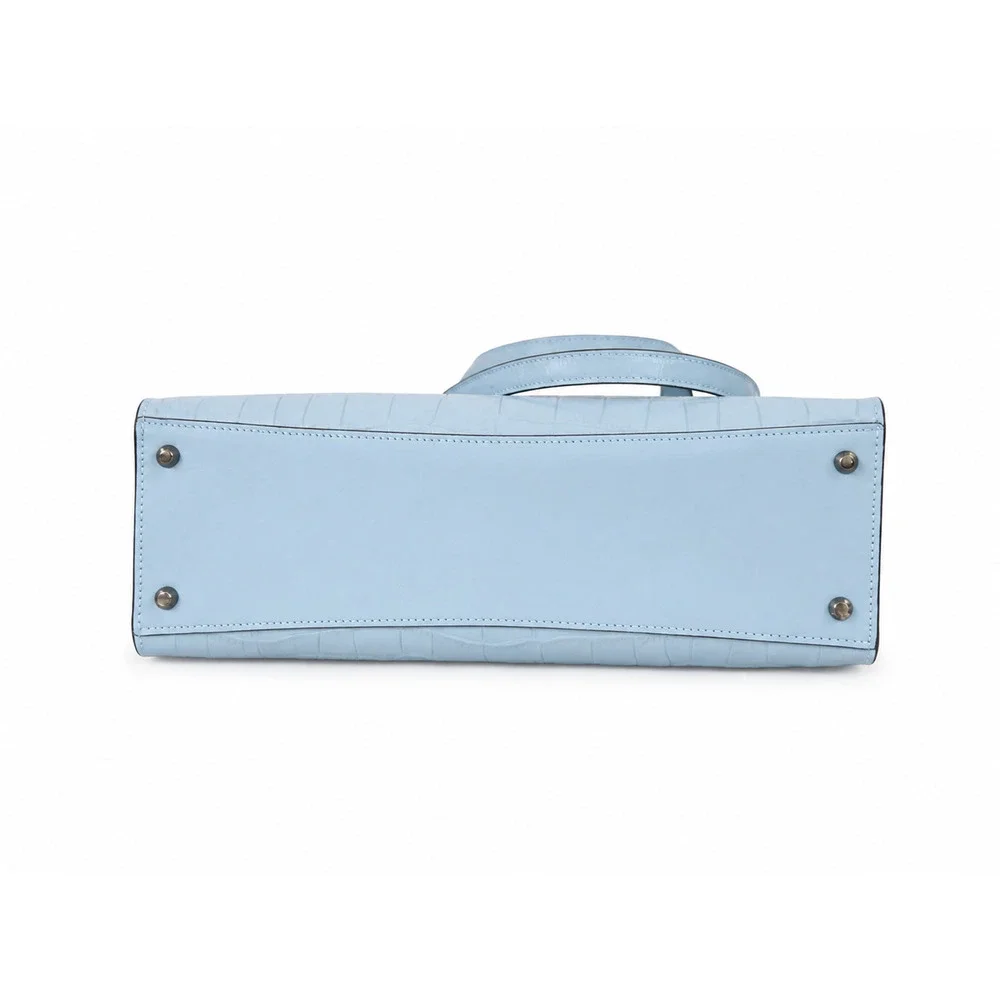 Coach Nina CL654 Blue Croc Embossed Leather Tote Wallet Set